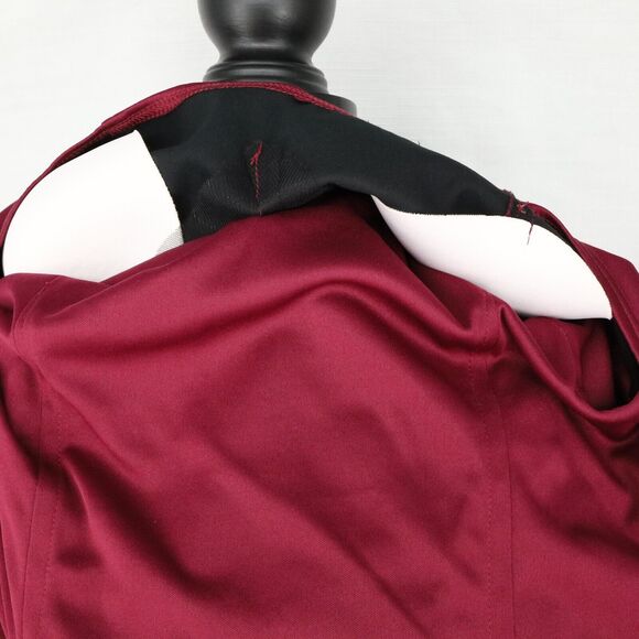 Katie May Gown Dress Womens 16 Burgundy Strapless Open Back Long Sheer Scarf - Picture 15 of 16